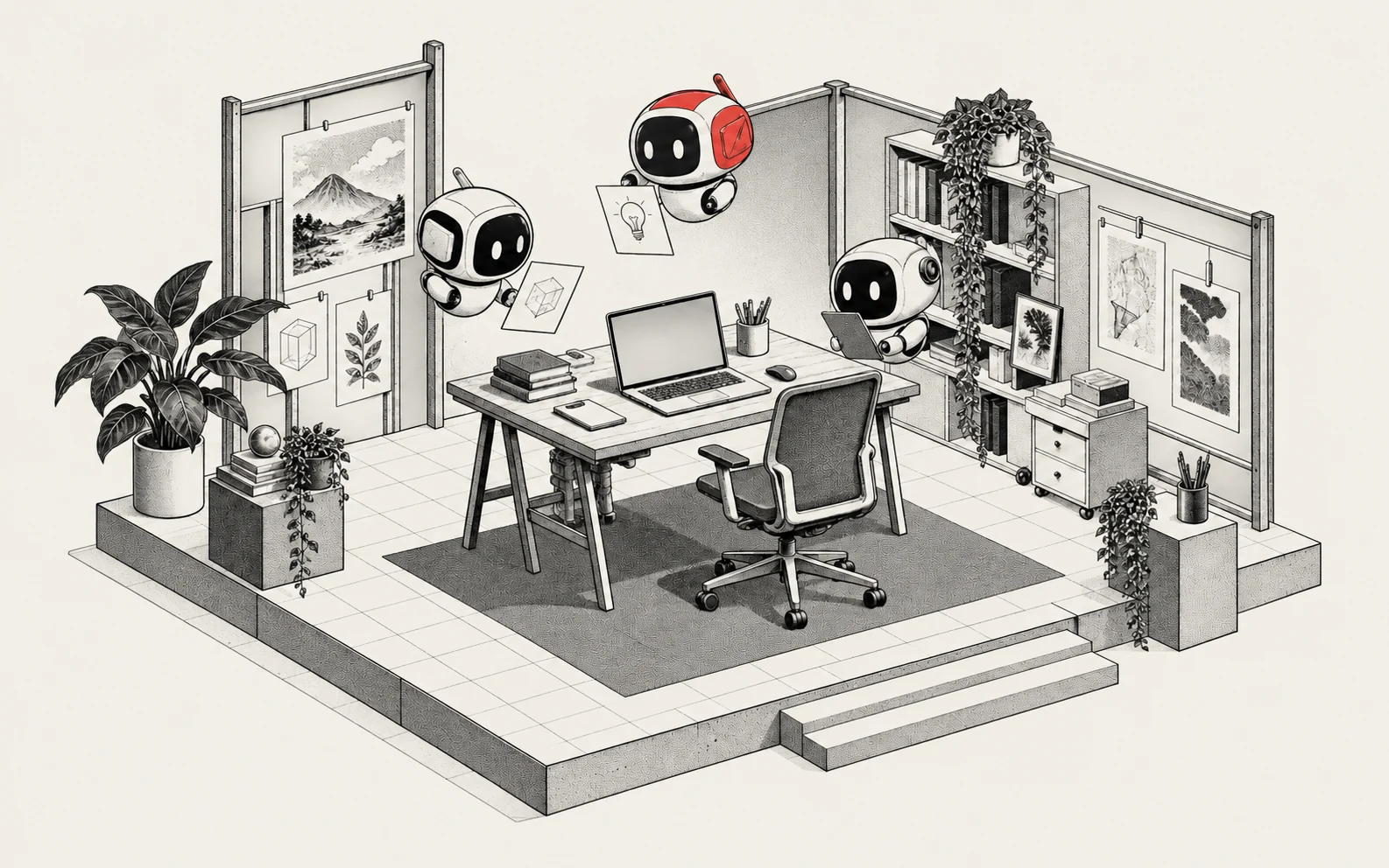 An illustrated collaborative agent studio